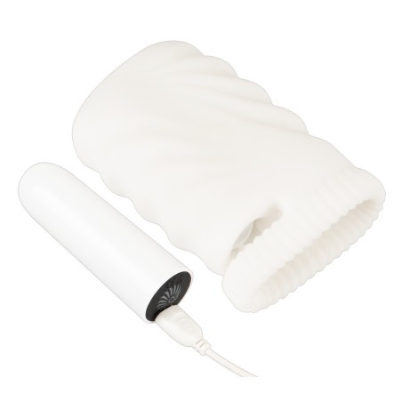 „Super Soft Masturbator & Vibration“ mit Hodenring plus Vibrobullet zum Einsetzen