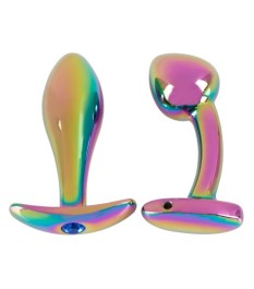 „Metal Butt Plug Set in Rainbow Colours“ mit 2 verschiedenen Analplugs