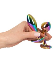 „Metal Butt Plug Set in Rainbow Colours“ mit 2 verschiedenen Analplugs