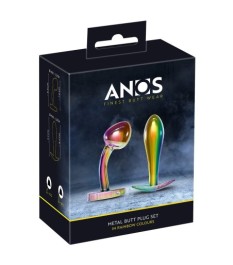 „Metal Butt Plug Set in Rainbow Colours“ mit 2 verschiedenen Analplugs