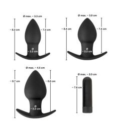 4-teiliges „Butt plug set“ mit 3 Analplugs + 1 Vibrobullet