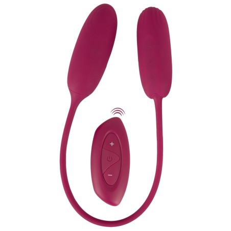 Doppel-Vibrobullet „RC Shaking & Vibrating Love Egg Duo“ verbunden mit 31-cm-Silikonband