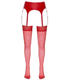 Straps-Strümpfe mit Spitzenrand