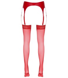 Straps-Strümpfe mit Spitzenrand