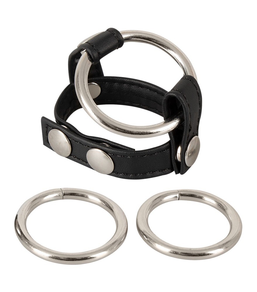 4-teiliges Set „Riemen" plus 3 Penisringe