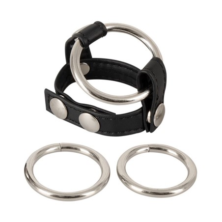 4-teiliges Set „Riemen" plus 3 Penisringe