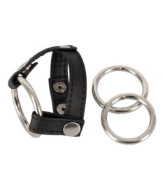 4-teiliges Set „Riemen" plus 3 Penisringe