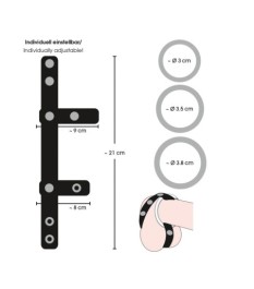 4-teiliges Set „Riemen" plus 3 Penisringe, Hodenriemen verstellbar