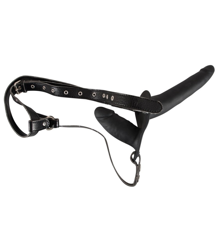 Umschnalldildo „Double Black Silicone“ mit Doppeldildo