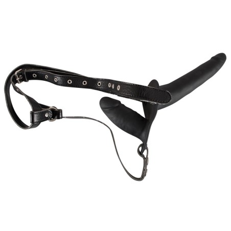 Umschnalldildo „Double Black Silicone“ mit Doppeldildo