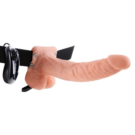 Umschnallvibrator „9" Vibrating Hollow Strap-on with Balls“