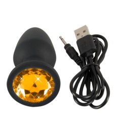 Vibroplug „Butt Plug mit Stein“ mit Fernbedienung, 7,5 cm