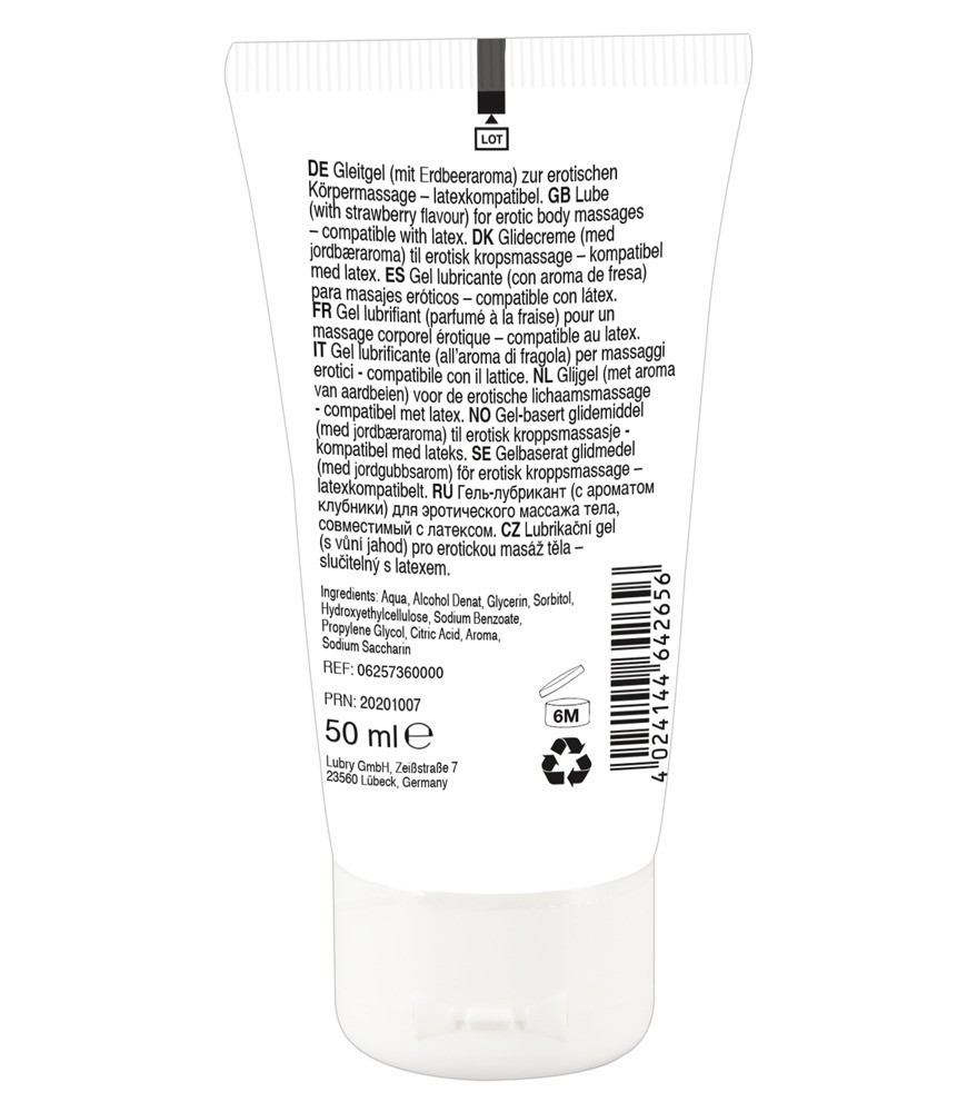 Gel “Erotic Massage Gel Sparkling Wine and Strawberry“ mit Erdbeer-/Sekt-Aroma
