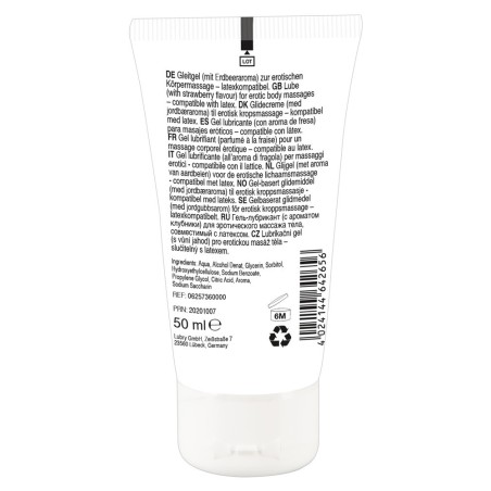 Gel “Erotic Massage Gel Sparkling Wine and Strawberry“ mit Erdbeer-/Sekt-Aroma