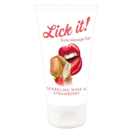 Gel “Erotic Massage Gel Sparkling Wine and Strawberry“ mit Erdbeer-/Sekt-Aroma
