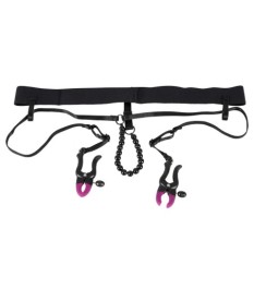 Perlen-String „Pearl String with Silicone Clamps“ mit Vulvalippenklammern