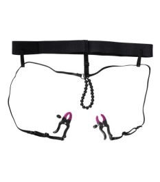 Perlen-String „Pearl String with Silicone Clamps“ mit Vulvalippenklammern