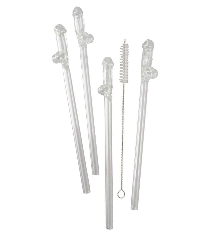 5-teilliges Strohhalm-Set „Glass Drinking Straw Willy“