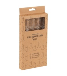 5-teilliges Strohhalm-Set „Glass Drinking Straw Willy“, aus wiederverw