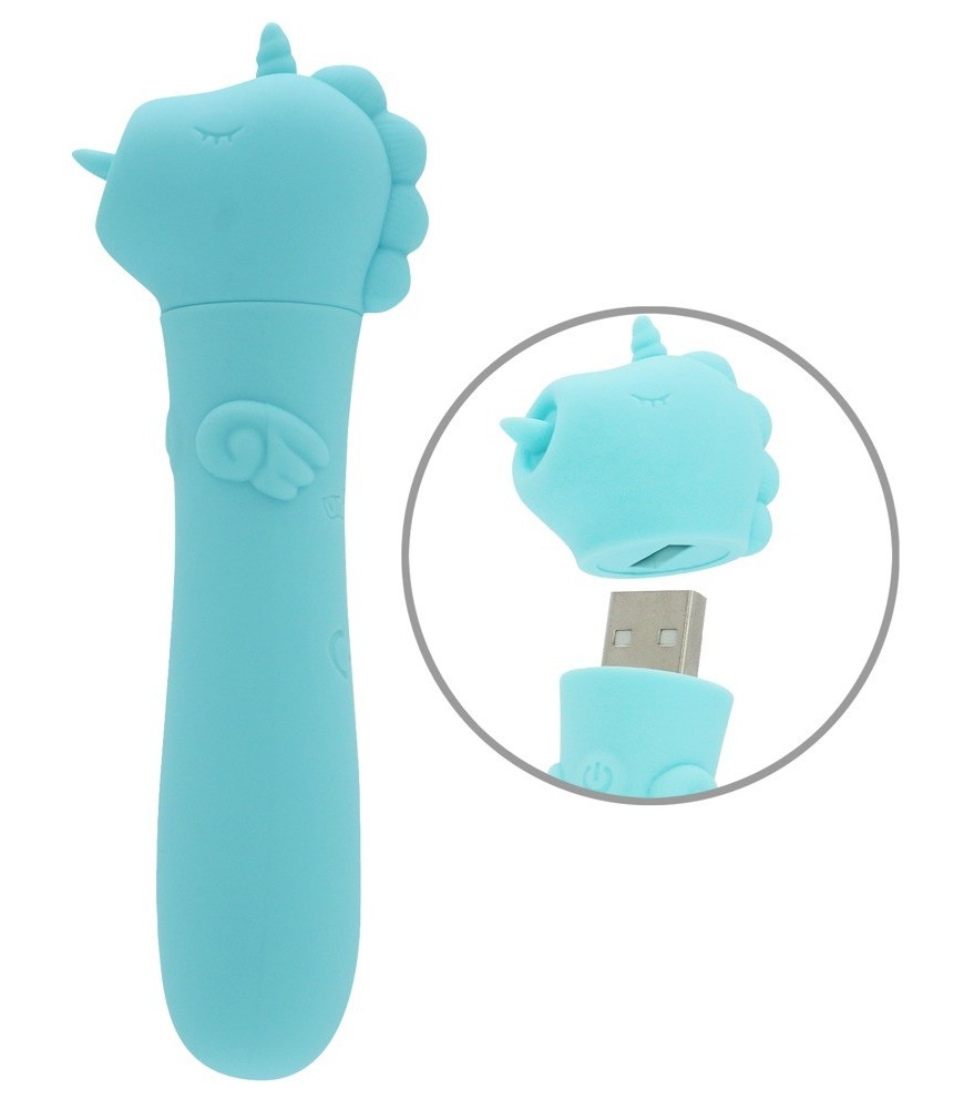 Minivibrator mit USB-Stecker unter’m Einhorn-Köpfchen